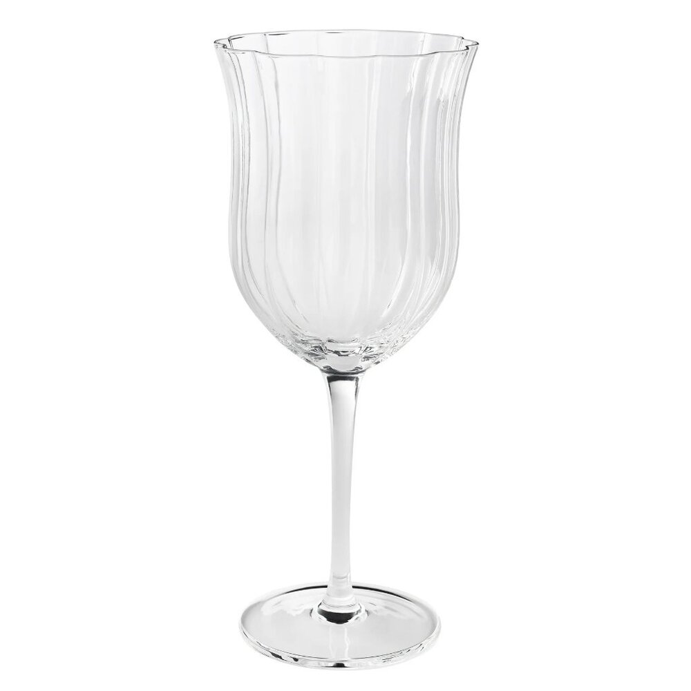 Set of 4 Pioneer Woman Red Wine Glasses Clear Colette Scalloped 15oz